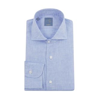 Barba Linnen Shirt - Heren - Zakelijke Overhemden - Blauw - M - Linnen - Overhemden