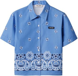 Miu Miu Printed Slubbed Poplin Shirt