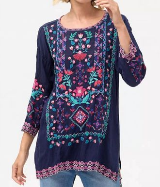 Johnny Was Brixley Tunic In Navy Multi
