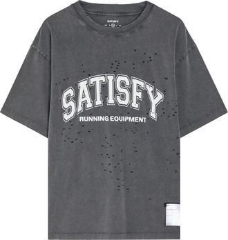 SATISFY Mothtech Distressed Cotton T-shirt - Black - XL