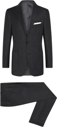 Kiton Pinstripe wollen pak - Heren - Business pakken - Grijs - XL - Wol - Kostuums