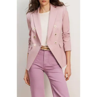 Veronica Beard Miller Textured Stretch Cotton Dickey Jacket in Pale Orchid Haze at Nordstrom, Size 0