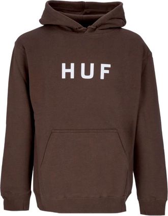 HUF Logo Heren Hoodie Chocolade - Heren - Hoodies - Bruin - L - Katoen - Hoodies & sweatvesten