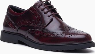 Hush Puppies Womens Hush Puppies Verity Hi-Shine Leather Womens Plum Brogues Shoes - Purple - Size: 5