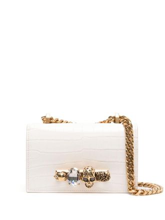Alexander McQueen The Jewelled cross body bag - women - Calf Leather - OS - White