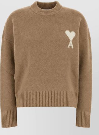 Ami alpaca blend logo-intarsia crew-neck jumper
