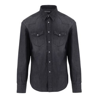 Alessandro Gherardi Katoenen Denim Shirt - Heren - Spijkeroverhemden - Grijs - L - Katoen - Overhemden