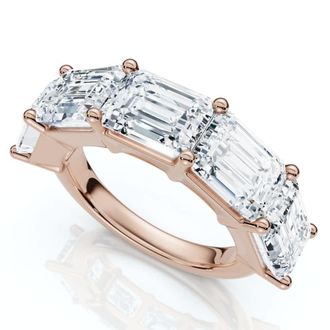 Pompeii3 5.10Ct Emerald Cut Diamond 5 Stone Wedding Anniversary Ring 14k Gold Lab Grown