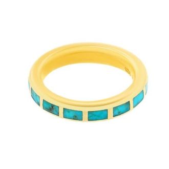 Jan Leslie Dash Ring Set In Sterling With 18Kt Gold Overlay in Turquoise at Nordstrom, Size 7