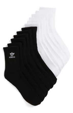 adidas Originals Trefoil 6-Pack Quarter Socks in White at Nordstrom Rack