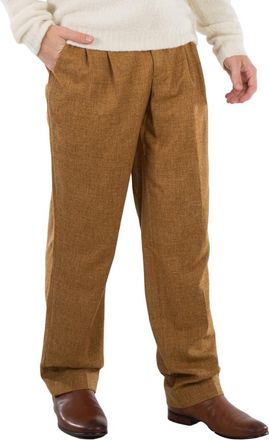 VTMNTS Mens Caramel Barcode Monogram Tailored Wool Pants, Size X-Small