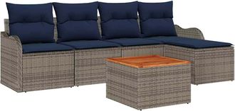 vidaXL Conjunto De Sof&aacute;s De Jard&iacute;n 6 Uds. Gris Rat&aacute;n Sint&eacute;tico Vidaxl