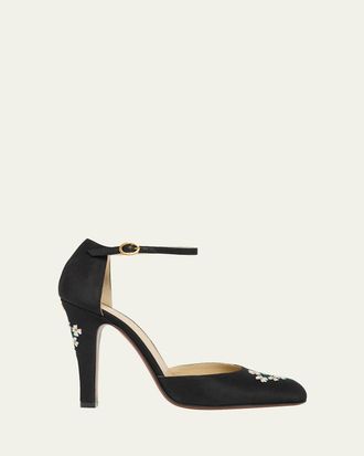 Valentino Garavani Hi Dolly Daisy Embroidered Satin Pumps