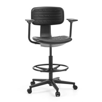 hjh OFFICE Silla de mostrador piel sint&eacute;tica negro