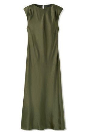 Mango Sleeveless Satin Maxi Dress in Green at Nordstrom, Size 10