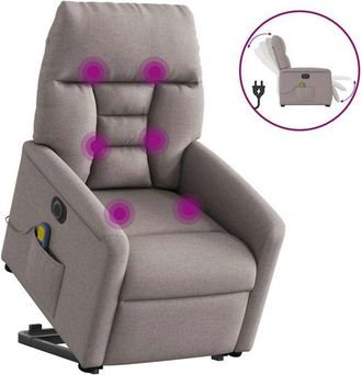 vidaXL Vidaxl - Sill&oacute;n De Masaje El&eacute;ctrico Reclinable Elevable Tela Taup&eacute;