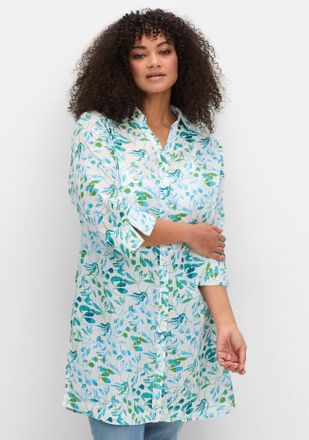 Sheego Longbluse SHEEGO, Damen, Gr. 40, beige (ecru, gemustert), 100% Baumwolle, bedruckt, gebl&uuml;mt, gemustert, mehrfarbig, Blusen Longbluse