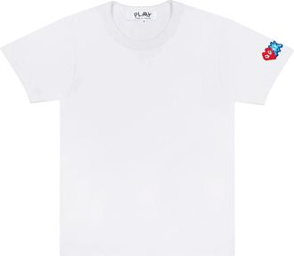 Comme Des Gar&ccedil;ons (WMNS) COMME des GARCONS PLAY FW25 Invader T-Shirt Red And Blue Sleeve Emblem White AZ-T328-051