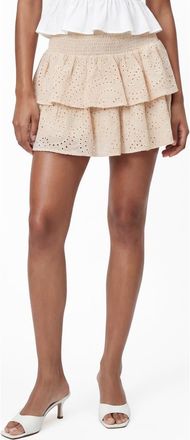 By Design Kara Embroidered Eyelet Tiered Miniskirt in Tapioca at Nordstrom Rack, Size X-Large