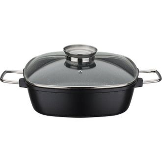 GSW Cocotte Cuadrada - Todos Los Fuegos Incluyendo Inducci&oacute;n - Gsw - Gourmet Granit - 28 X 28 Cm - Fundici&oacute;n De Aluminio Macizo - Sin Pfas - Negro