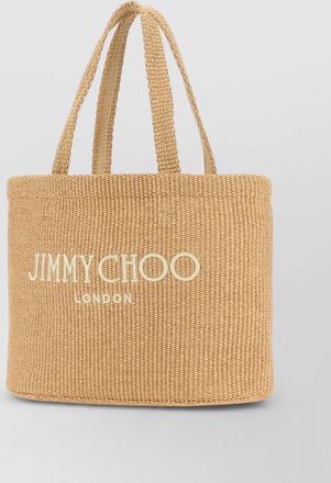 Jimmy Choo London beach tote bag woven texture handles