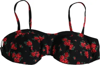 Dolce & Gabbana Floral Print Underwire Bikini Top - Black