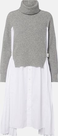 sacai Vestido midi de cuello alto a capas
