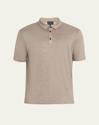 Giorgio Armani Mens Solid Linen Polo Shirt