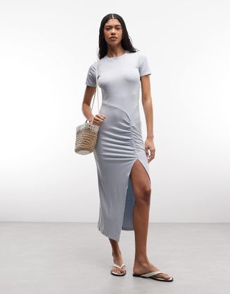 Barbour Danica - Vestito midi arricciato blu pallido