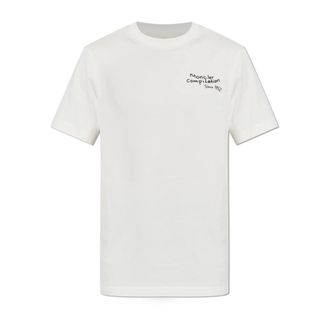 Moncler Tops, Heren, Wit, XL, Katoen, Logo T-shirt