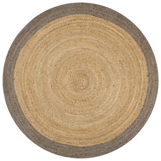 vidaXL Alfombra Hecha A Mano De Yute Con Borde Gris 120 Cm Vidaxl