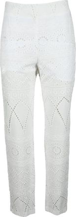 Giulia N Couture Katoenen Broek - Dames - Slim Fit Broeken - Wit - M - Katoen - Broeken
