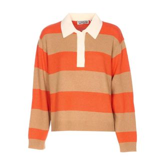 Essentiel Round-neck Knitwear, female, Multicolor, XS, Jarn Striped Applique Patch Polo