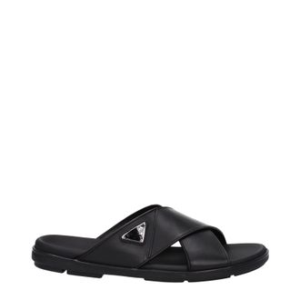 Prada Herrens Hausschuhe und Clogs aus Leder in Schwarz