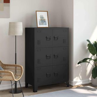 vidaXL Ba&uacute;l De Almacenaje Industrial Metal Negro 75x40x115 Cm Vidaxl