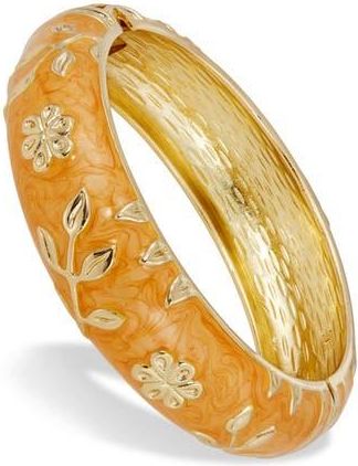 Savvy Cie Jewels Enameled Floral Hinge Bangle Bracelet in Orange at Nordstrom Rack