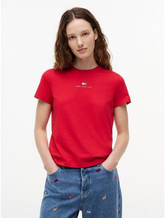 Tommy Hilfiger Womens Tommy Jeans Logo Lightweight T-Shirt - Red - XL
