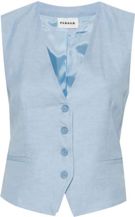 P.A.R.O.S.H. V-neck button-down waistcoat - women - Viscose/Linen/Flax/Acetate/Viscose - M - Blue