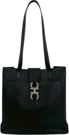 Ferragamo Pre-owned Tote Bags, female, Black, Size: ONE SIZE Pre-owned Calf Leather Tote Bag