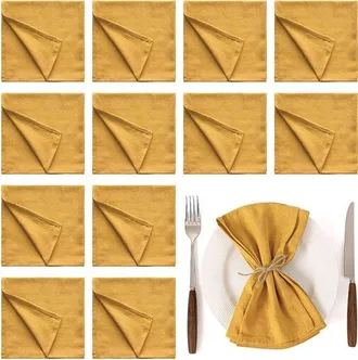 OEM Servilletas Suaves De Mezcla De Lino, Paquete De 12, Servilletas De Tela, Mezcla De Algod&oacute;n Y Lino, Marr&oacute;n Caf&eacute;, 30 X 30 Cm