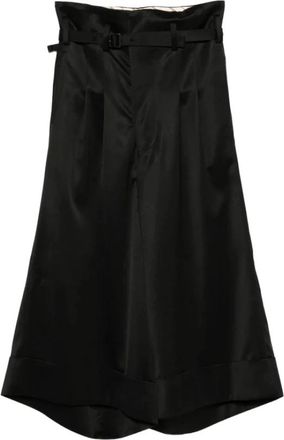 Junya Watanabe Geplooide Broek met Riem - Dames - Wijde Broeken - Zwart - M - Wol - Broeken