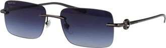 Gucci Stijlvolle zonnebril met Gg 1703S 006 model - Heren - Zonnebrillen - Blauw - 55 MM - Accessoires