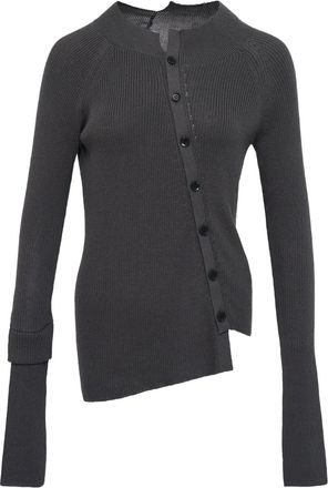 Yohji Yamamoto Cardigan asimmetrico a coste - Grigio