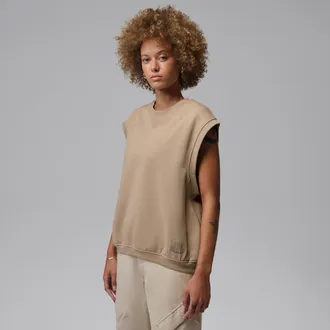 Nike Jordan Womens Jordan Flight Fleece Vest in Brown | IF1151-247