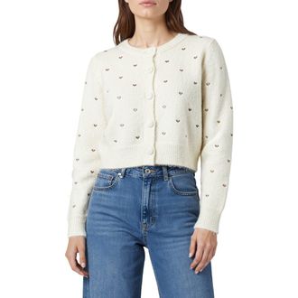 All in Favor Embroidered Metallic Hearts Cardigan in Cream Champagne at Nordstrom Rack, Size X-Small