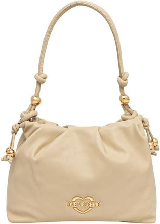 Love Moschino Leren schoudertas - Dames - Tassen - Beige - Maat: ONE Size Leer