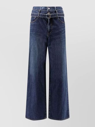 sacai denim jeans wide leg five pocket design