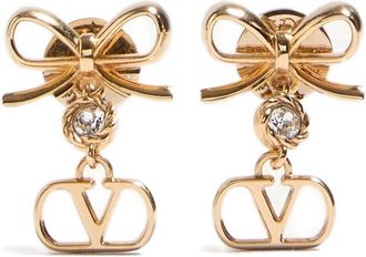 Valentino Garavani Vlogo Signature Earrings In Metal And Swarovski Crystals