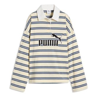 Puma (WMNS) PUMA Elevated Essentials Oversized Rugby Polo Buttercream Striped 638345-88