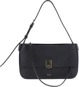Ferragamo Small Cara Leather Bag With Adjustable Handle And Flap Closure